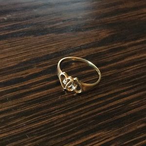10k yellow gold dbl heart diamond ring